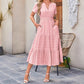 👗 50% OFF NOW! 💜 Women's Lightweight Short Sleeve V-Neck Elastic Waist Dress – Breezy & flattering – Perfect for summer, brunch or beach days – easy, comfortable style 🌸