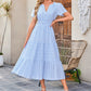 👗 50% OFF NOW! 💜 Women's Lightweight Short Sleeve V-Neck Elastic Waist Dress – Breezy & flattering – Perfect for summer, brunch or beach days – easy, comfortable style 🌸