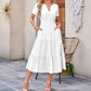 👗 50% OFF NOW! 💜 Women's Lightweight Short Sleeve V-Neck Elastic Waist Dress – Breezy & flattering – Perfect for summer, brunch or beach days – easy, comfortable style 🌸