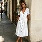 👗 50% OFF NOW! ☀️ Women's Summer V-Neck Button-Down Dress – Lightweight & flowy – Perfect for beach, brunch or casual days – easy, breezy style 🌸✨
