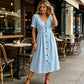 👗 50% OFF NOW! ☀️ Women's Summer V-Neck Button-Down Dress – Lightweight & flowy – Perfect for beach, brunch or casual days – easy, breezy style 🌸✨