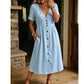 👗 50% OFF NOW! ☀️ Women's Summer V-Neck Button-Down Dress – Lightweight & flowy – Perfect for beach, brunch or casual days – easy, breezy style 🌸✨