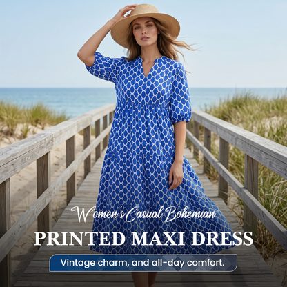 👗 50% OFF NOW! ⏰ Women's Casual Bohemian Printed Maxi Dress – Flowy, breathable & perfect for beach, travel or summer days 🌸