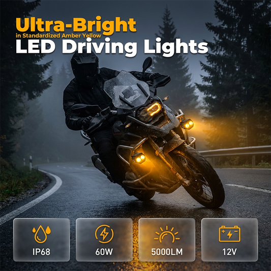 💐 50% OFF NOW! 🏍️ Dual-Color LED Motorcycle Spotlight – White/Amber for All Weather – Bright, waterproof & improves visibility in fog, rain or night rides ⚡