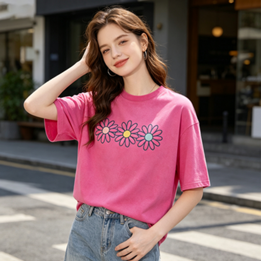 👚 50% OFF NOW! 🌼 Women's Daisy Graphic T-Shirt – Soft cotton, cheerful print & perfect for casual summer days ☀️