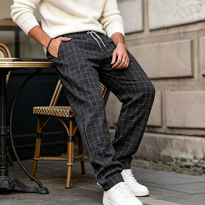 👖 50% OFF NOW! 🔥 Men's Plus Size Plaid Drawstring Trousers – 2026 New Arrival & Hot Sale – Elastic waist, relaxed fit & all-day comfort – perfect for casual or work-from-home days 🏠