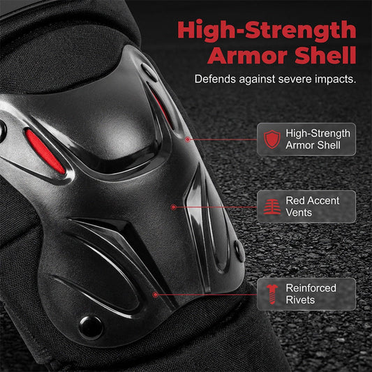 🏍️ 50% OFF NOW! 🛡️ Motorcycle Knee and Elbow Protector Set – Impact-resistant, adjustable straps & breathable padding – essential for riding, skating or cycling safety 💪