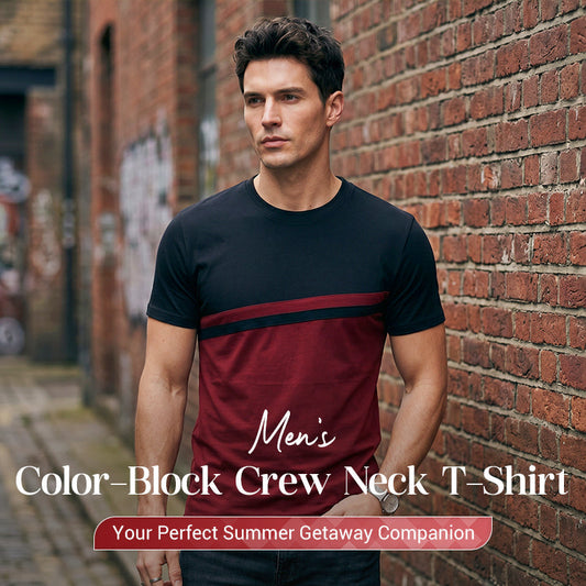 👕 50% OFF NOW! 🎨 Men's Color-Block Crew Neck T-Shirt – Soft cotton & modern cut – Perfect for daily wear, sports or casual outings ✨🌿