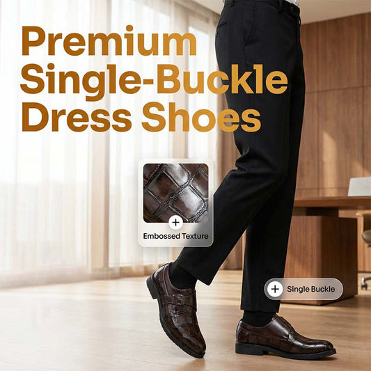 👞 50% OFF NOW! ⏰ Men's Classic Faux Leather Single-Buckle Shoes – Timeless design, comfortable fit & perfect for work, weddings or semi-formal occasions ✨