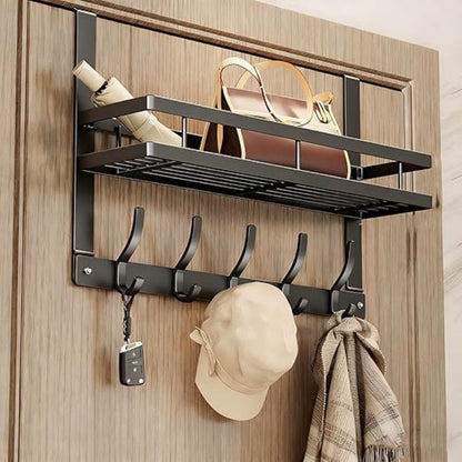 🚪 Save 50%! 🧺 Over‑Door Hooks & Basket – Space-saving & easy mount ✨