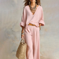 👚 50% OFF NOW! 🍁 Chic Women's V-Neck Top & Wide-Leg Pants Set – One outfit, zero styling stress – Soft, breathable & perfect for work or weekend – effortless elegance 👖
