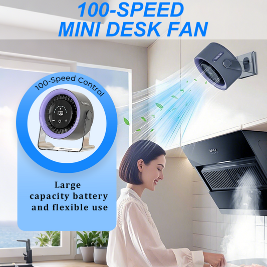 🌀 50% OFF NOW! 📊 Desk Fan – 100 speeds, LED display & 24H battery – Silent, tilt & oscillate – UK design, summer essential 🔋✨