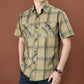 👔 50% OFF NOW! 🍂 Men's Casual Plaid Short Sleeve Shirt – Classic pattern & relaxed fit – Breathable comfort, perfect for summer, work or casual weekends ✨
