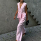 👚 50% OFF NOW! 👖 Solid Color V-Neck Sleeveless Top & Wide Leg Pants Two-Piece Set – Flowy, breathable & perfect for summer vacations or office chic 🌸