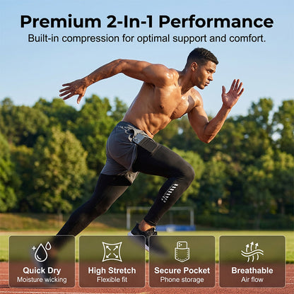 🩳 50% OFF NOW! 🎁 Tights & Shorts in One – 2-in-1 Design – Highly elastic, breathable & quick-drying – perfect for running, gym or sports – chafe-free comfort with pocket 🏃‍♀️