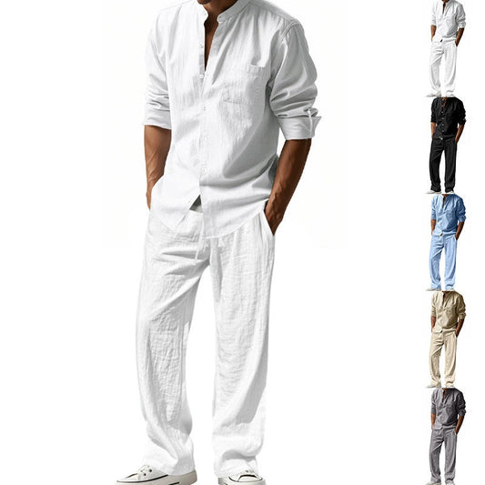👕 50% OFF NOW! 👖 Men's Casual Breathable Shirt & Pants Set – Soft, lightweight & relaxed fit – Perfect for summer, work-from-home or travel – easy matching style 🌿
