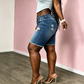 🩳 50% OFF NOW! 🏆 Women's Mid-Waist Ripped Denim Bermuda Shorts – Stretchy, distressed & raw hem – perfect for summer streetwear, casual outings or edgy chic 🌞