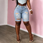 🩳 50% OFF NOW! 🏆 Women's Mid-Waist Ripped Denim Bermuda Shorts – Stretchy, distressed & raw hem – perfect for summer streetwear, casual outings or edgy chic 🌞
