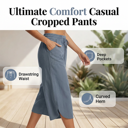 👖 50% OFF NOW! 🌸 Women's Solid-Color Loose-Fit Cropped Pants – Soft linen blend, elastic waist & breathable – perfect for summer, beach or relaxed office days ☀️