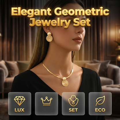 💎 50% OFF NOW! ✨ Modern Chic Necklace & Earring Set – Gold finish, geometric design & lightweight – perfect for daily elegance or gifting – includes matching pieces for a polished look 💫