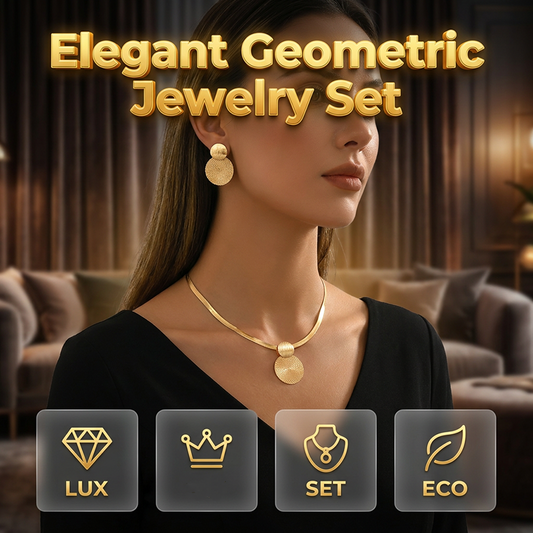 💎 50% OFF NOW! ✨ Modern Chic Necklace & Earring Set – Gold finish, geometric design & lightweight – perfect for daily elegance or gifting – includes matching pieces for a polished look 💫