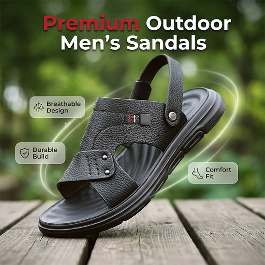 👡 50% OFF NOW! 🔥 Men's Convertible PU Leather Sandals – 2-in-1 Design – Open or closed toe, cushioned footbed & anti-slip – perfect for beach, hiking or travel – free delivery ✈️