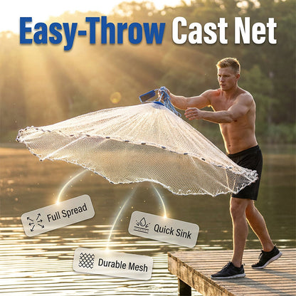 🎣 50% OFF! 🌊 Easy-Throw Cast Net – Heavy-duty mesh & rapid sinking ✨