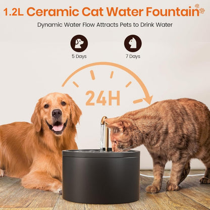🐱 50% OFF NOW! ✨ Ceramic Pet Water Fountain – Faucet style, ultra-quiet & filtered – Fresh flowing water, easy to clean – perfect for cats or small dogs 💦