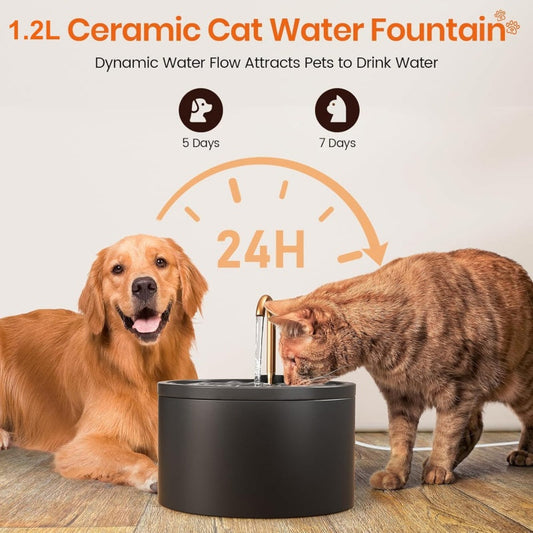 🐱 50% OFF NOW! ✨ Ceramic Pet Water Fountain – Faucet style, ultra-quiet & filtered – Fresh flowing water, easy to clean – perfect for cats or small dogs 💦