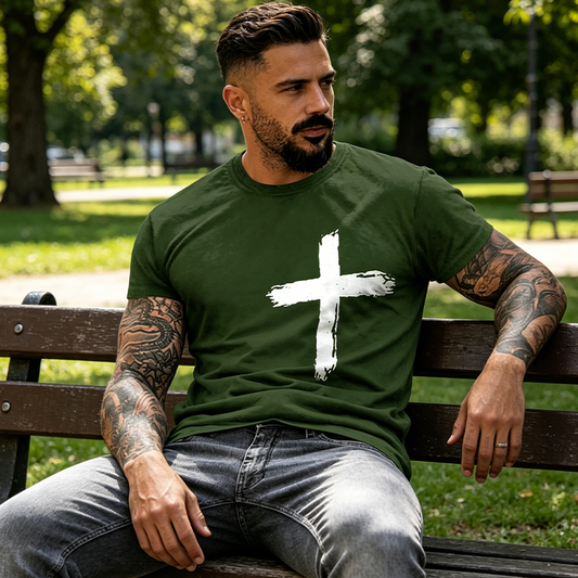 👕 50% OFF NOW! ✝️ Men's Faith-Based Cross Graphic Tee – Soft cotton, inspirational design & perfect for daily wear or meaningful gifting – breathable and comfortable 🙏