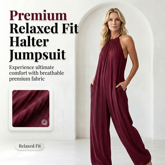 👗 50% OFF NOW! 🌊 Women's Halter Neck Sleeveless Wide-Leg Jumpsuit – Flowy & lightweight – Perfect for summer parties, beach or vacations – elegant one-and-done style ✨