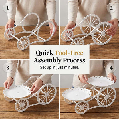 🍰 50% OFF NOW! ✨ Two-Tier Carriage Serving Stand – Elegant, heart details & tool-free assembly – Perfect for afternoon tea, parties or bridal showers – stable & charming 🍽️