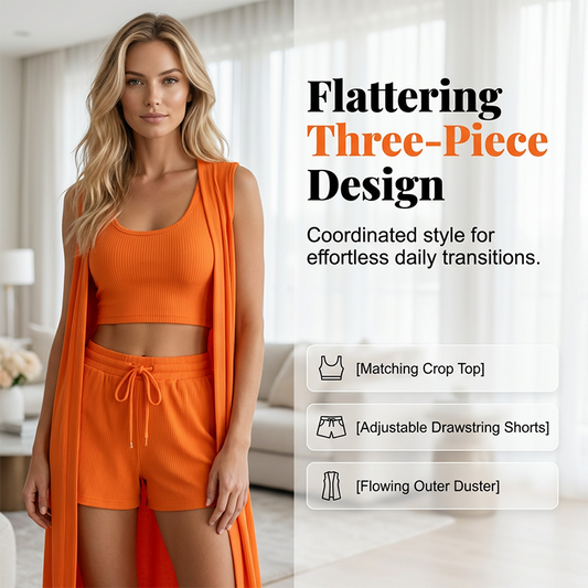 👚 50% OFF NOW! 🌙 Casual Sleeveless Cardigan & Shorts Lounge Set – Soft & breathable – Relaxed fit, perfect for home lounging, vacation or warm-weather layering 🩳