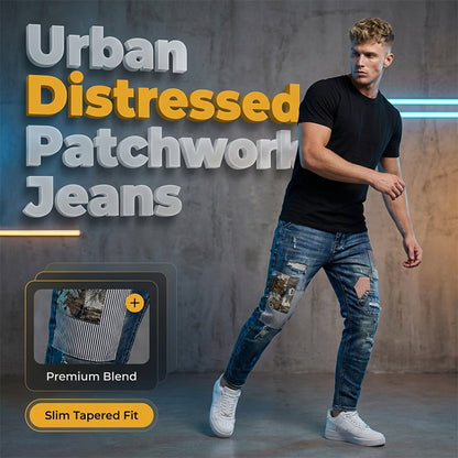 👖 50% OFF NOW! 🔥 Men's Patchwork Distressed Jeans – Rugged, casual & unique worn-in look – Relaxed fit, breathable denim – perfect for streetwear or everyday style ✨
