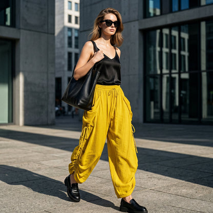 👖 50% OFF NOW! 🏮 Women's Loose-Fit Drawstring Lantern Pants – Soft & flowy – Breathable fabric, elastic cuffs – perfect for summer, beach or boho-chic looks 🌸