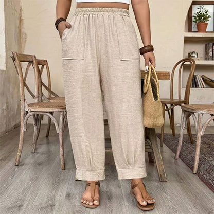 👖 50% OFF NOW! 🎁 Women's Cuffed Ankle Pants – Relaxed fit & elastic waist – Solid colours, perfect for work or casual wear – comfortable and versatile 🍂✨