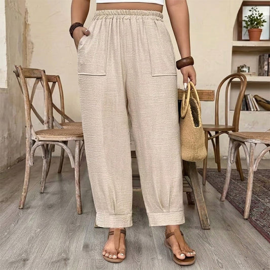 👖 50% OFF NOW! 🎁 Women's Cuffed Ankle Pants – Relaxed fit & elastic waist – Solid colours, perfect for work or casual wear – comfortable and versatile 🍂✨