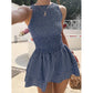👗 50% OFF NOW! ☀️ Sleeveless Gingham Smocked Mini Dress – Stretchy & lightweight – Perfect for holidays, beach or warm days – playful vintage style ✨🌸