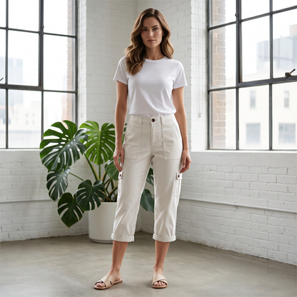 👖 50% OFF NOW! ⏰ Women's Casual Cargo Capri Pants with Pockets – Lightweight & breathable – Perfect for hiking, travel or everyday comfort – durable and practical 🌿