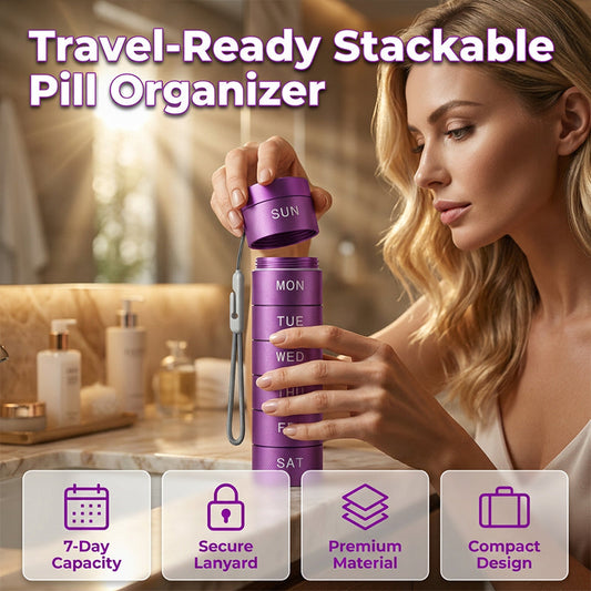 💊 50% OFF NOW! 📦 7 Day Stackable Metal Pill Organizer – Rust-proof & snap-close lids – Perfect for vitamins, daily meds or travel – compact and portable 🧳