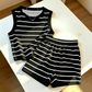 👚 50% OFF NOW! 🏆 Women's Striped Sleeveless Top & Shorts Set – Lightweight & breathable – Perfect for summer lounging, beach or casual days – easy matching style 🩳