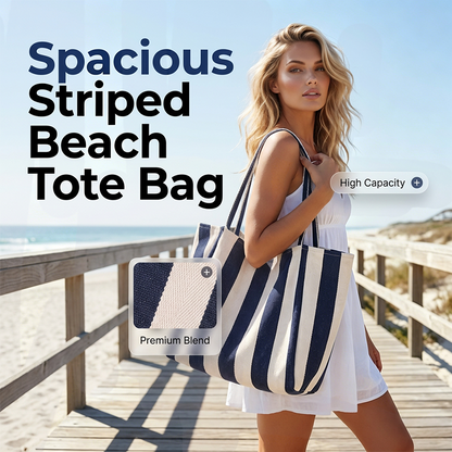 👜 50% OFF NOW! 🏖️ Classic Vertical Stripe Beach & Shopping Tote – Lightweight & spacious – Machine washable, perfect for groceries, pool or weekend trips 🛍️