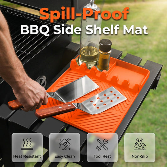 🧑‍🍳 50% OFF NOW! 🍖 Silicone Grill Mat for Side Shelf – Heat-resistant & non-slip – Catches drips, easy to clean – fits most grill side shelves – perfect for utensils or seasoning prep 🔥