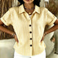 👚 50% OFF NOW! 🌊 Women's Casual Striped Button-Down T-Shirt – Soft cotton & lightweight – Relaxed fit, perfect for summer days or beach cover-ups – easy, breezy style 🌸