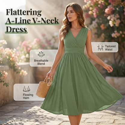 👗 50% OFF NOW! ✨ Women's Elegant Sleeveless V-Neck Dress – Flowy & breathable – Flattering fit, perfect for weddings, brunch or summer parties – chic and comfortable 🌸