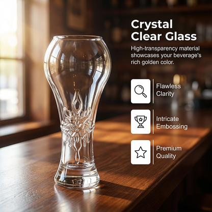 🍺 50% OFF NOW! ✨ Large Capacity Ornate Embossed Beer Glass – Heavy-duty & vintage design – Perfect for ales, lagers or iced coffee – dishwasher safe, impressive gift idea 🎁