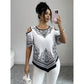 👚 50% OFF NOW! 🌸 Boho Chic Cold Shoulder Top – Irregular hem & short sleeve – Lightweight, flowy & perfect for summer days or beach cover-ups – relaxed and stylish 🌊