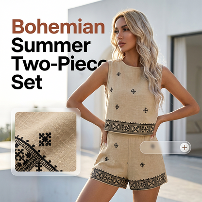 👗 50% OFF NOW! ✨ Women's Bohemian Print Sleeveless Top & Shorts Set – Lightweight & flowy – Perfect for summer vacations, beach days or casual brunch – breezy 2-piece style 🌸