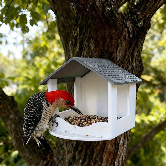 🐦 50% OFF NOW! 🌿 Hanging House Bird Feeder for Outdoor Gardens – Weather-resistant & easy refill – Clear window to see seeds, perfect for attracting wild birds – decorative and functional 🏡