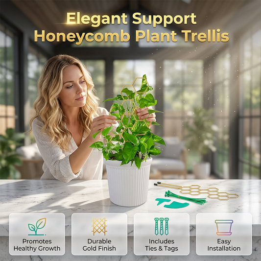 🌱 BUY 2, GET 1 FREE! ⏰ Creative Honeycomb Metal Plant Support Stakes – Rust-proof & stackable – Perfect for climbing plants, pots or garden beds – easy assembly, no tools needed 🐝